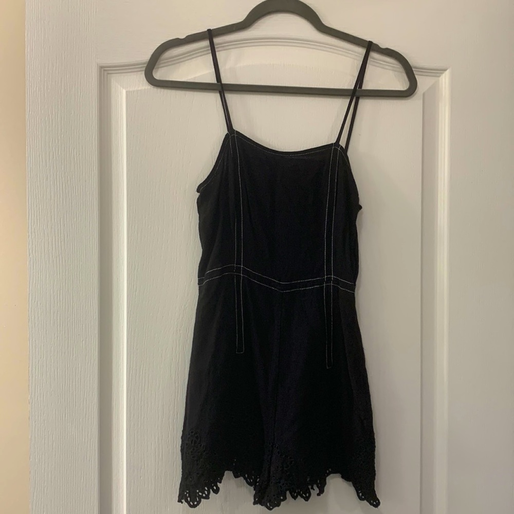 Zara Black Romper size XS. Crochet accent on bottom